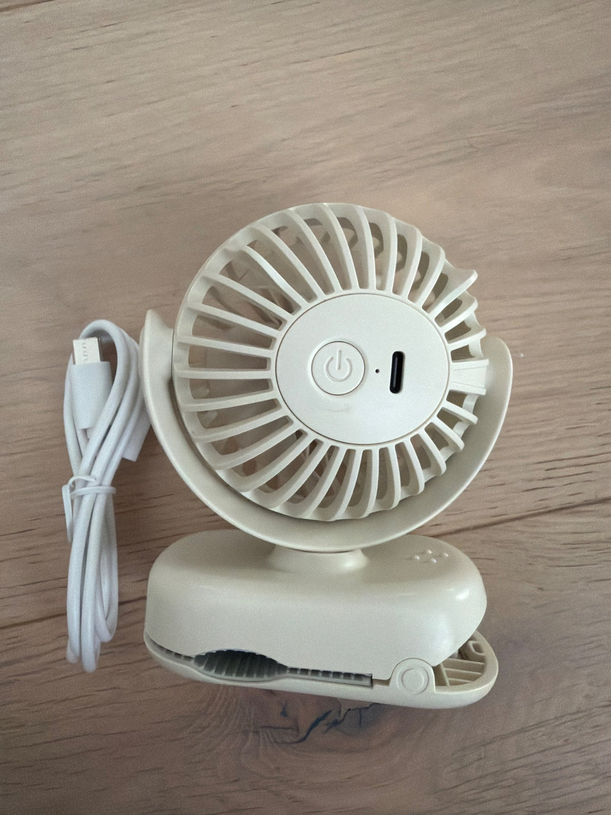 Mini rechargeable clip on fan.