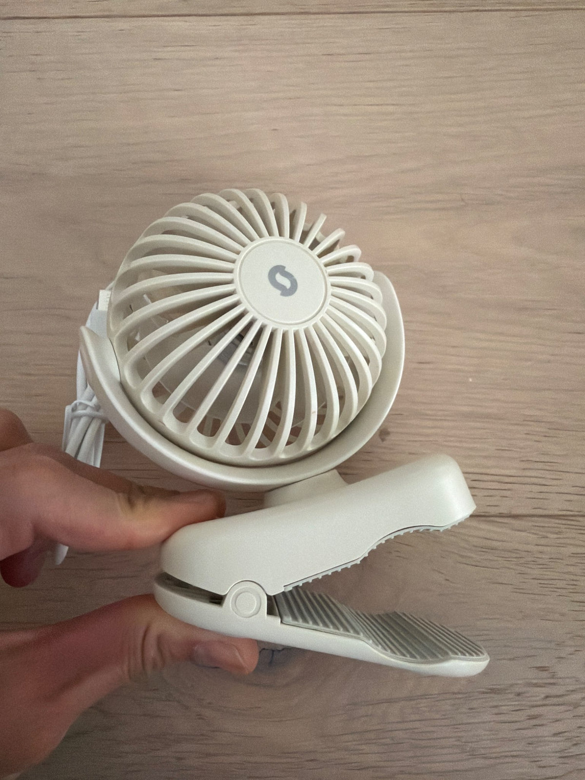 Mini rechargeable clip on fan.