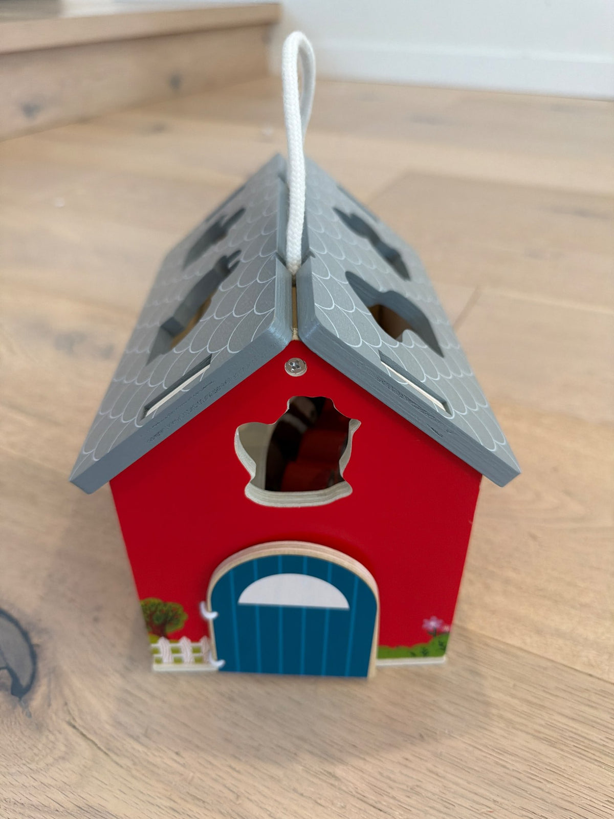 Wooden farm shape sorter barnyard