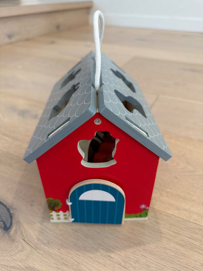 Wooden farm shape sorter barnyard