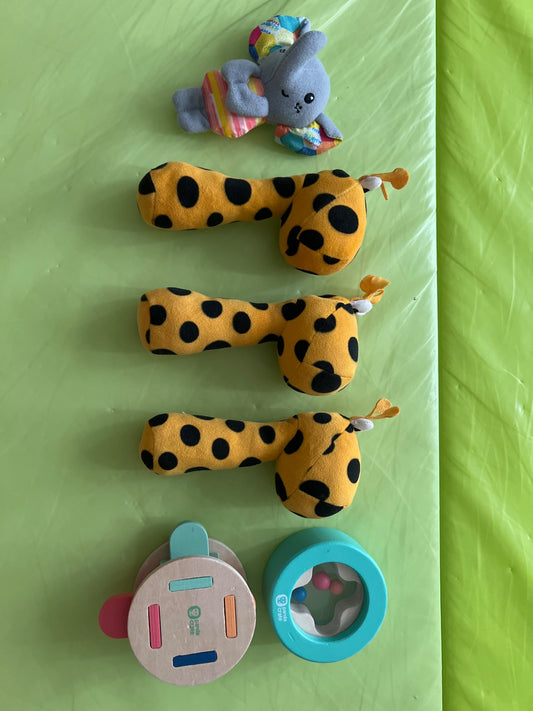 Panda crate wooden rattles & ikea fabric rattles bundle