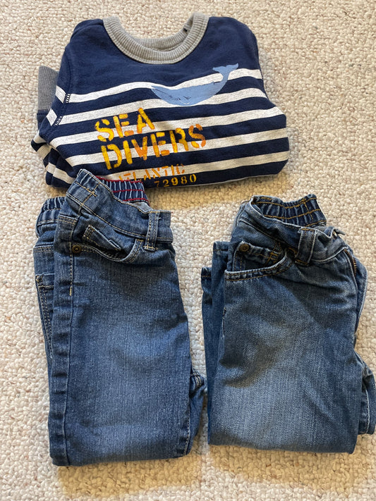 2 Jeans & Sweater Bundle , Kids 24 Month (18-24M)