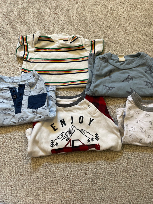 3 Short Sleeve & 2 Long Sleeve Bundle , Kids 12 Month (9-12M)
