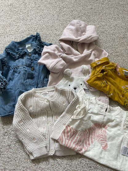 Girls Top Bundle x5, Kids 6 Month (3-6M)