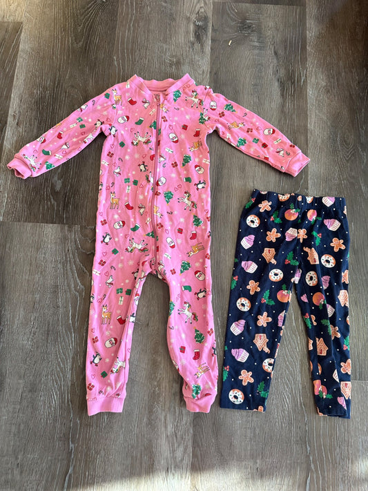 Christmas pajamas and leggings, Size 3T, EUC, Kids 3T