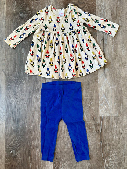 Hanna Andersson Winter dress with leggings, Size 6-12 months, EUC, Kids 12 Month (9-12M)