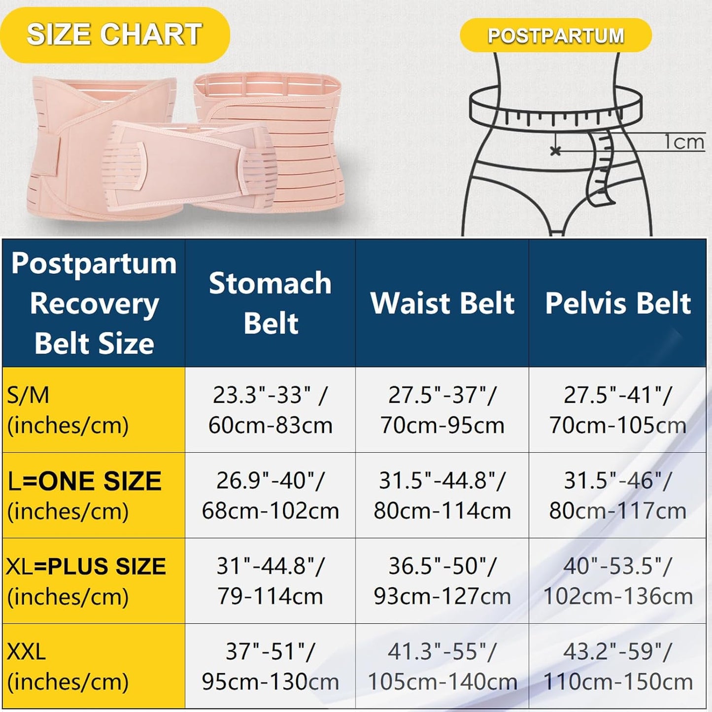 3 in 1 Postpartum Support - Recovery Belly/waist/pelvis Belt Shapewear Slimming Girdle (M/L=One Size, Beige) , Maternity L (12-14)