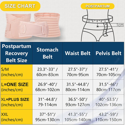 3 in 1 Postpartum Support - Recovery Belly/waist/pelvis Belt Shapewear Slimming Girdle (M/L=One Size, Beige) , Maternity L (12-14)