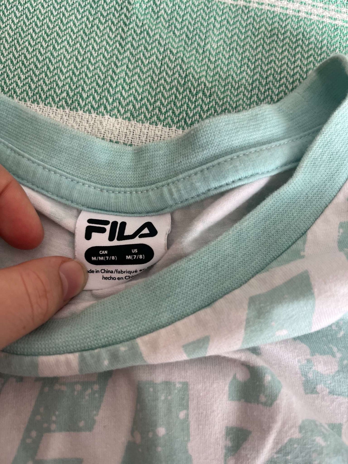 Fila t-Shirt - Teal White - Size 7-8, Kids 7