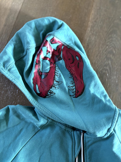 VGUC Peekaboo Beans "Dino Dynamite Hoodie" Teal - Size 6, Kids 6/6X