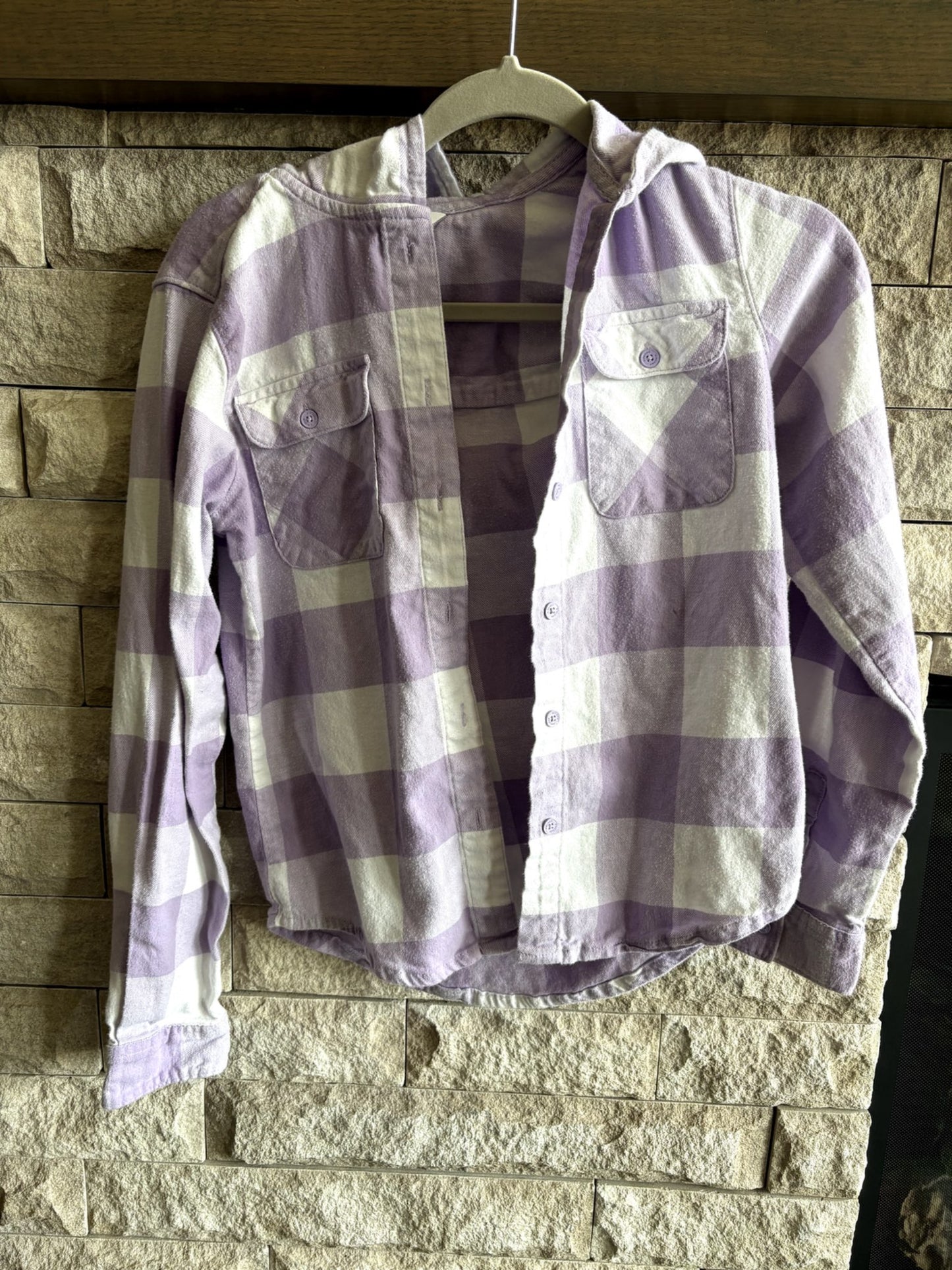 Ripzone VGUC Plaid  Button Down Hooded Shirt - Size L, Kids 10