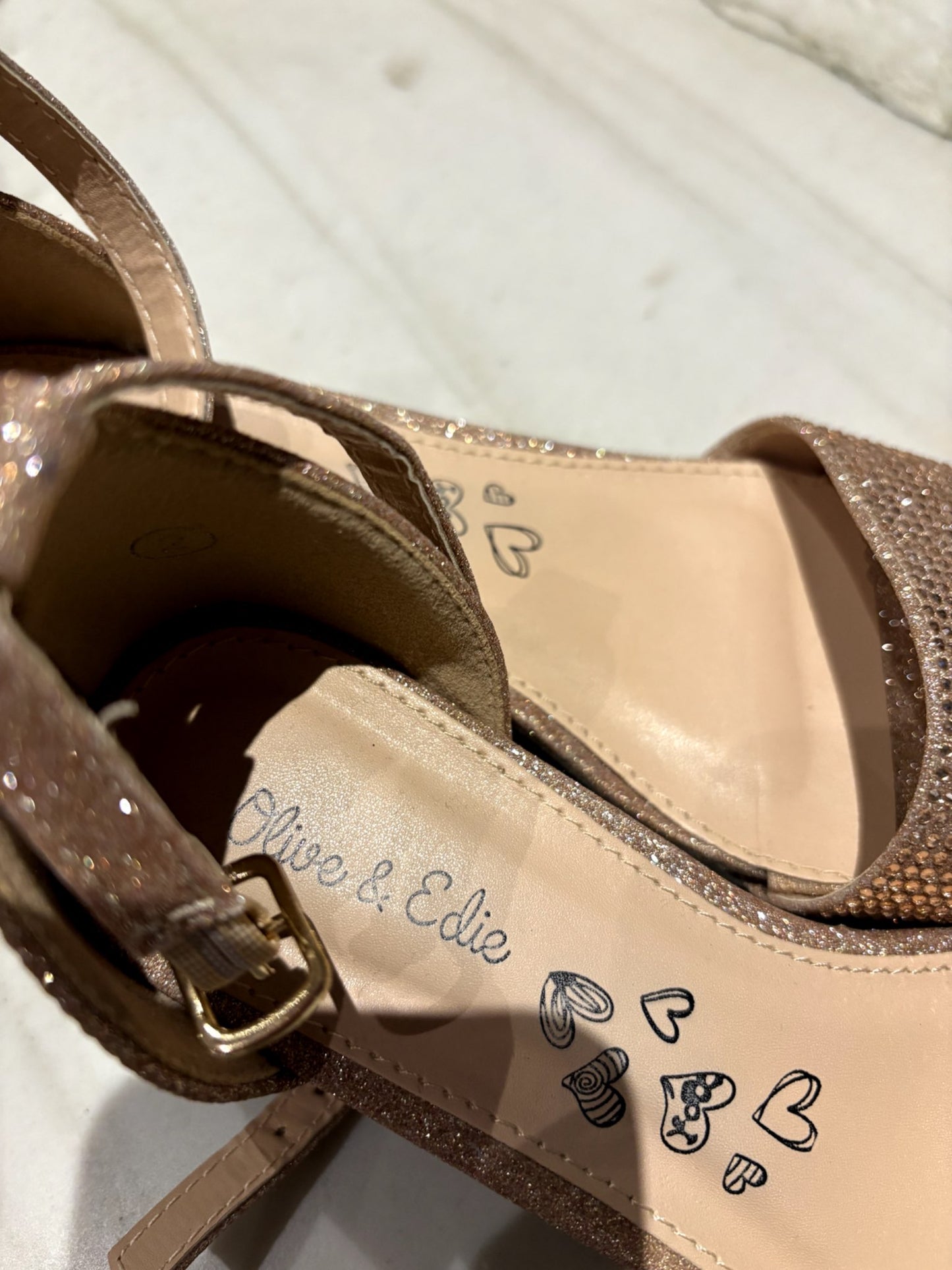 EUC Size 2 "Olive & Edie" Dress Shoes - Glittery Rose Gold, Shoes 2 (Kids:4-8yr)