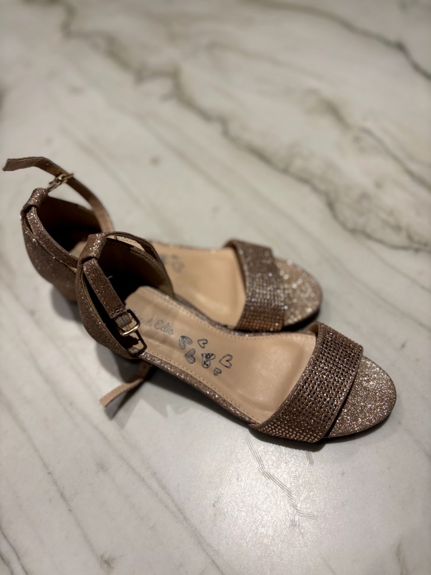 EUC Size 2 "Olive & Edie" Dress Shoes - Glittery Rose Gold, Shoes 2 (Kids:4-8yr)