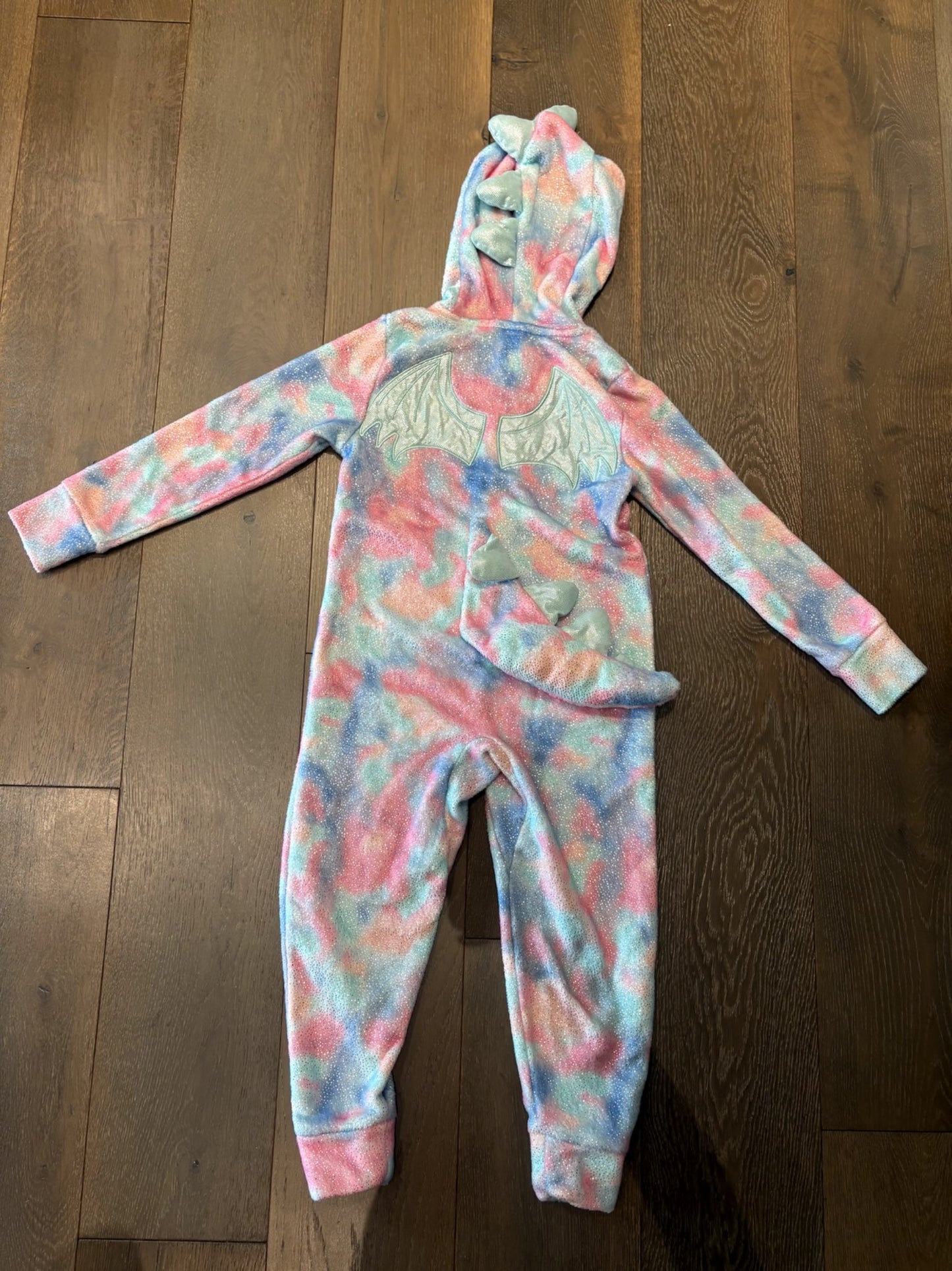 EUC "Justice" Dragon Onesie - Size 6 Pastel Marble coloured with sparkles, Kids 6/6X