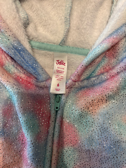 EUC "Justice" Dragon Onesie - Size 6 Pastel Marble coloured with sparkles, Kids 6/6X