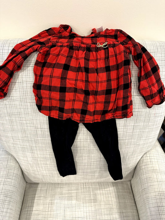 Red Flannel Shirt & Black Pants, Carters, 2T, Kids 2T