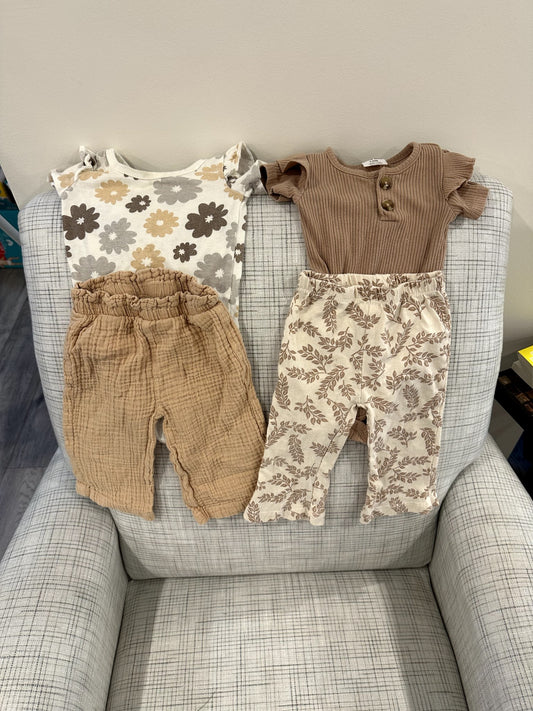 Short Sleeve & Flare Pant 2 Outfit Bundle, Three Likes, 12M, Kids 12 Month (9-12M)