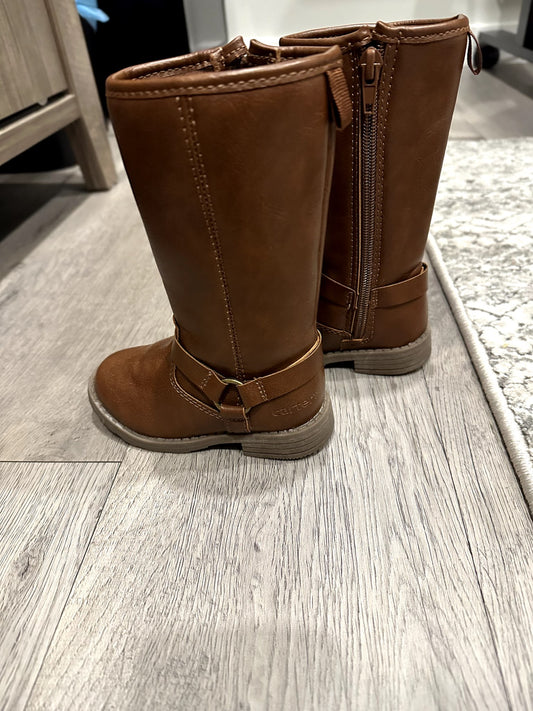 Toddler Girl Leather Boots, Brown, Size 6, Shoes 6 (Walkers:12-24 mth)