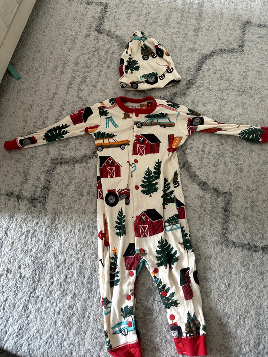 Little Blue House Holiday Sleeper and Matching Hat - 12-18M, Kids 18 Month (12-18M)
