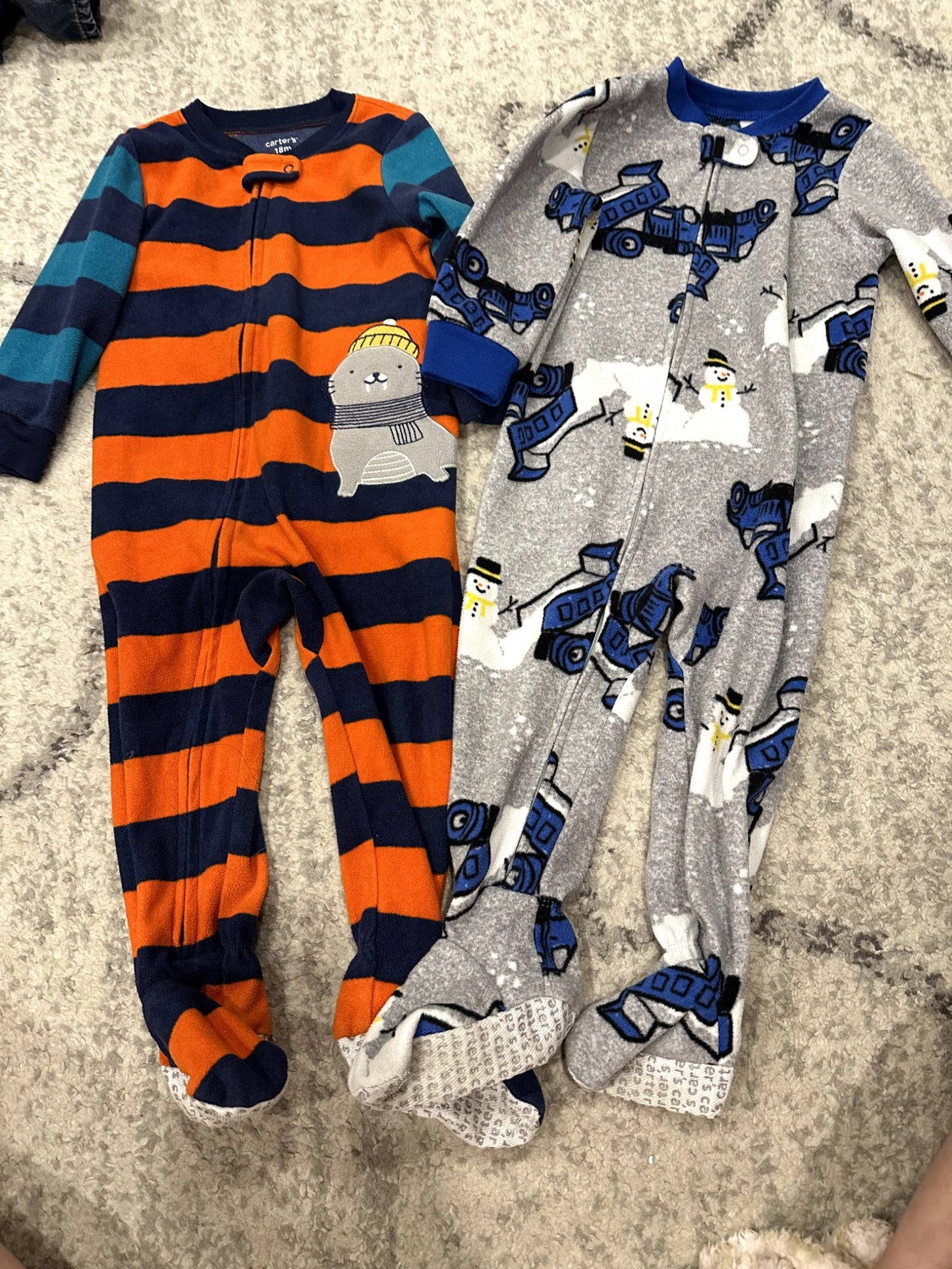 Carters Boys Fleece Onesie Pajamas (2) - 18M, Kids 18 Month (12-18M)
