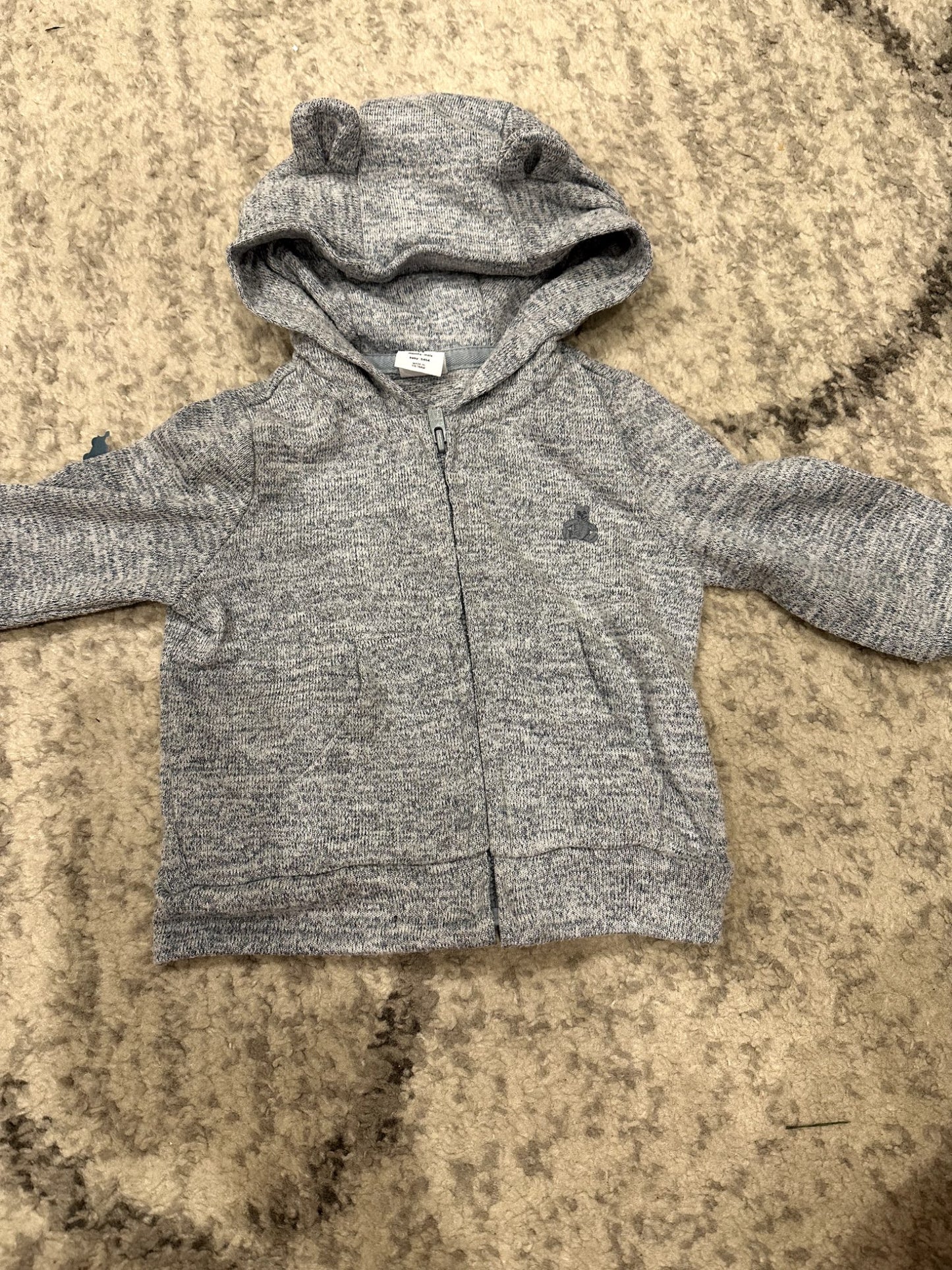Gap Light Blue Bear Zip Hoodie - 3-6M, Kids 6 Month (3-6M)