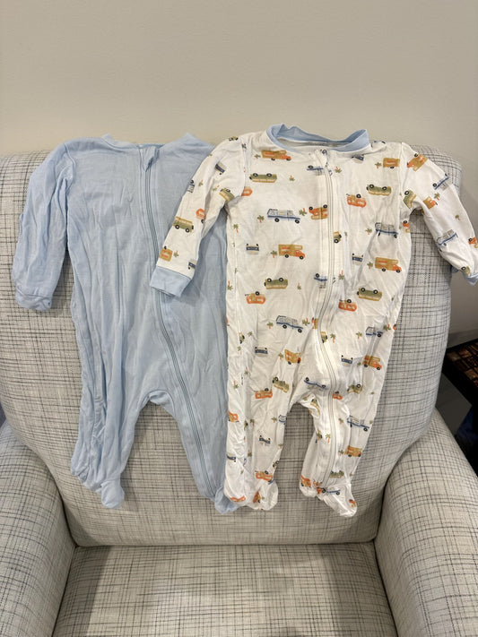 Onesie Set, Blue and Multi Trucks, Milkberry, 3-6M, Kids 6 Month (3-6M)