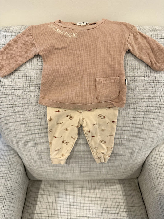 Pink Long Sleeve Sweater & Pants, Rabbit + Bear, 12M, Kids 12 Month (9-12M)
