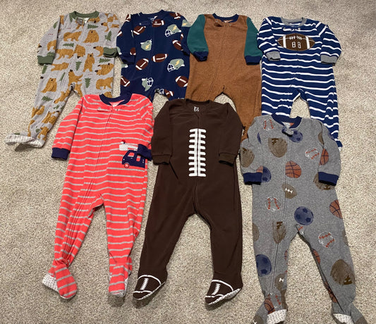 12-18 months toddler boy fleece sleepers (7 items), Kids 18 Month (12-18M)