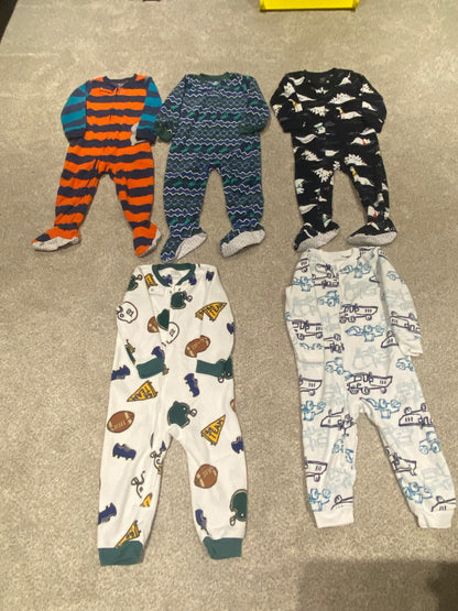 2T fleece pajama onesies bundle (5 items), Kids 2T