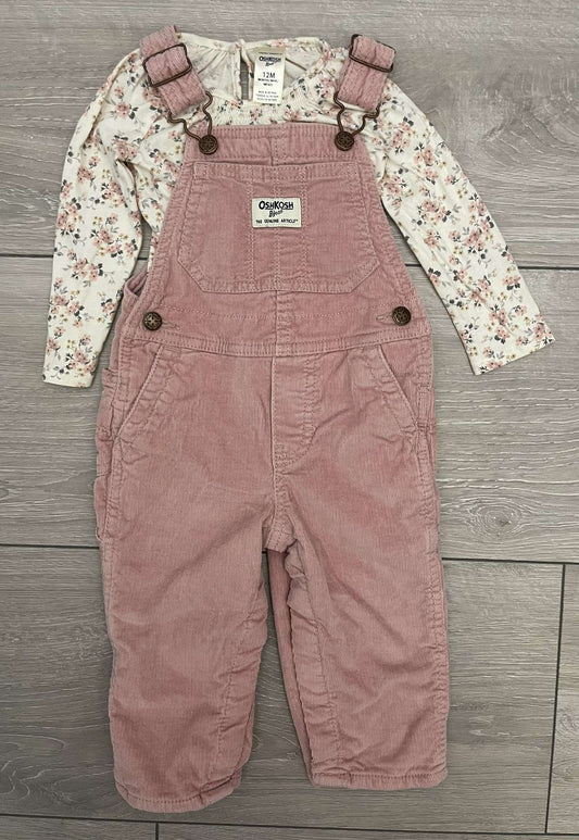 Pink Osh Kosh Overalls Outfit, Kids 12 Month (9-12M)