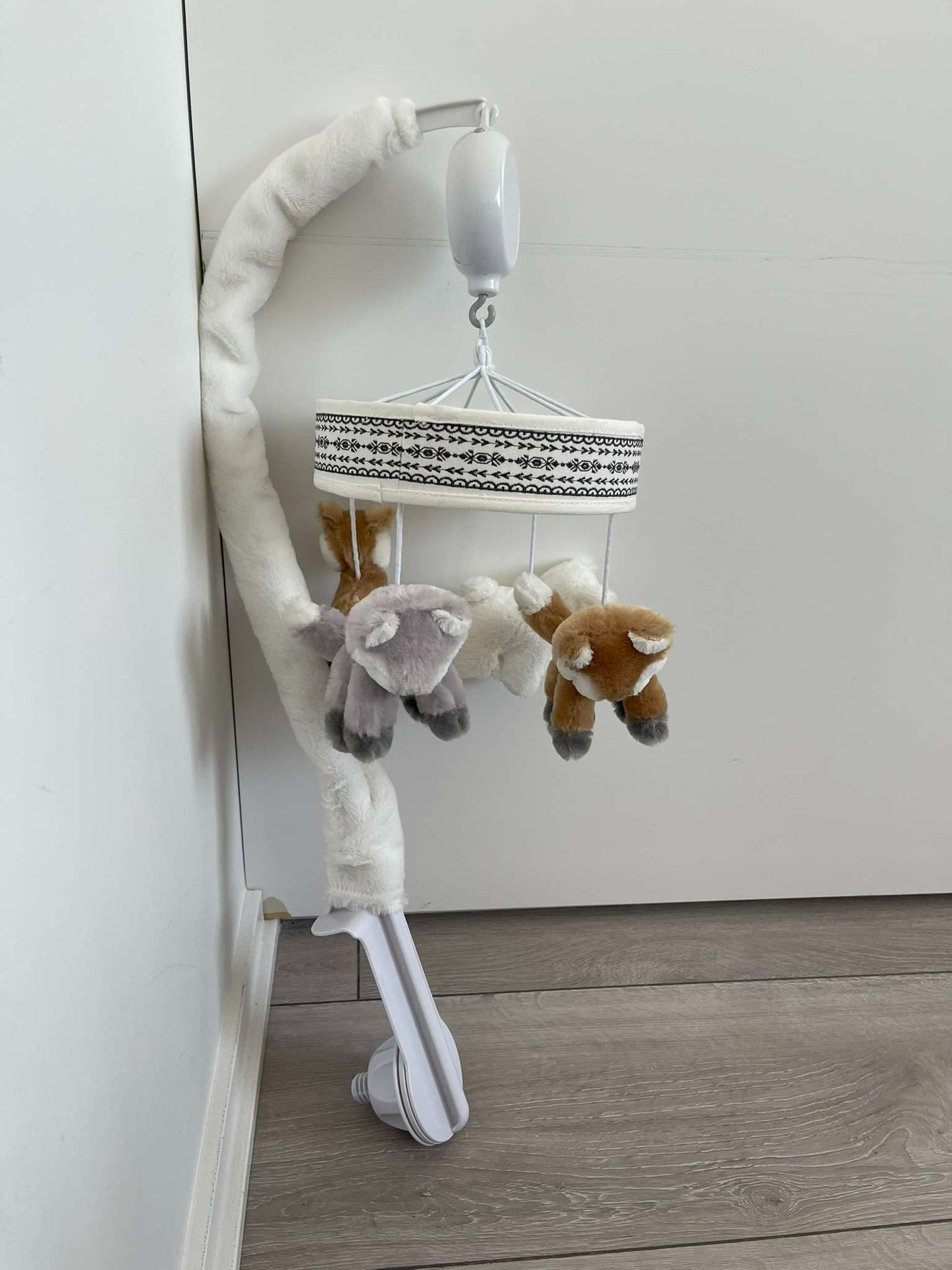Levtex Baby Musical Mobile - Taupe and Grey Woodland Themed Plush