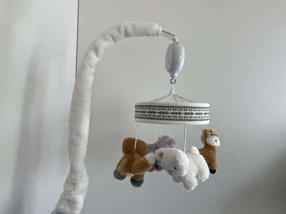 Levtex Baby Musical Mobile - Taupe and Grey Woodland Themed Plush