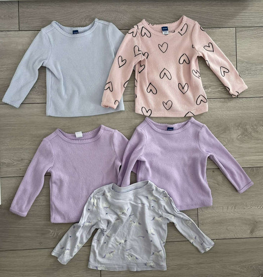 Five Long Sleeve Shirts from Old Navy, Kids 18 Month (12-18M)