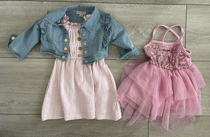 Jean Jacket & Two Dresses, Kids 12 Month (9-12M)
