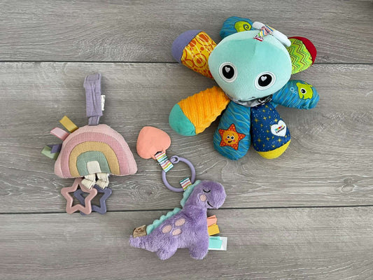 3 Soft Infant Attachable Travel Toys