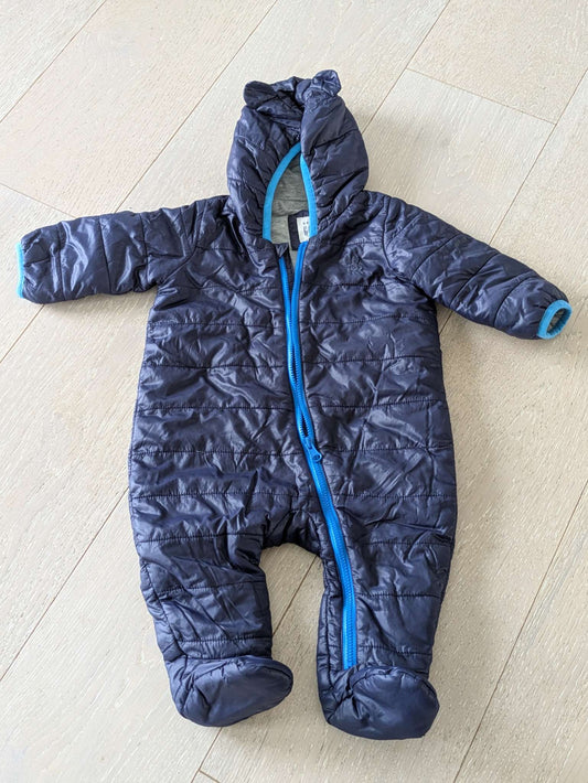 Blue puffer one-piece snowsuit , Kids 6 Month (3-6M)
