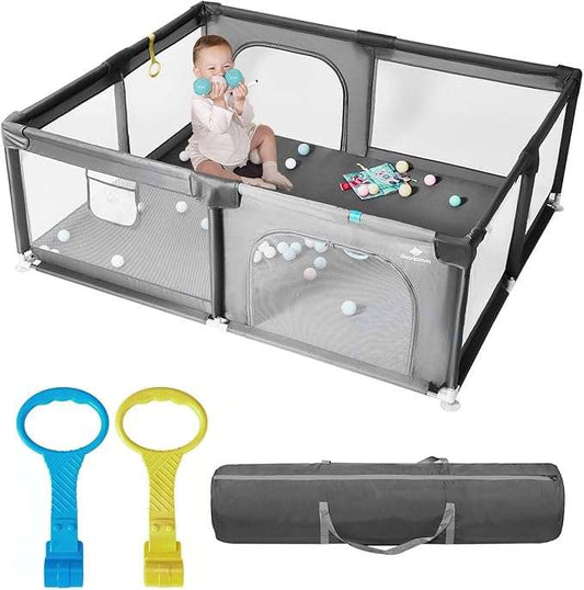 Extra Large Play yard with mesh safety fence for easy visibility and two side zipper doors - retails for $90
