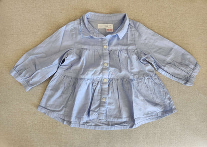 Zara flowy button up shirt, blue, 12-18 months, EUC , Kids 18 Month (12-18M)