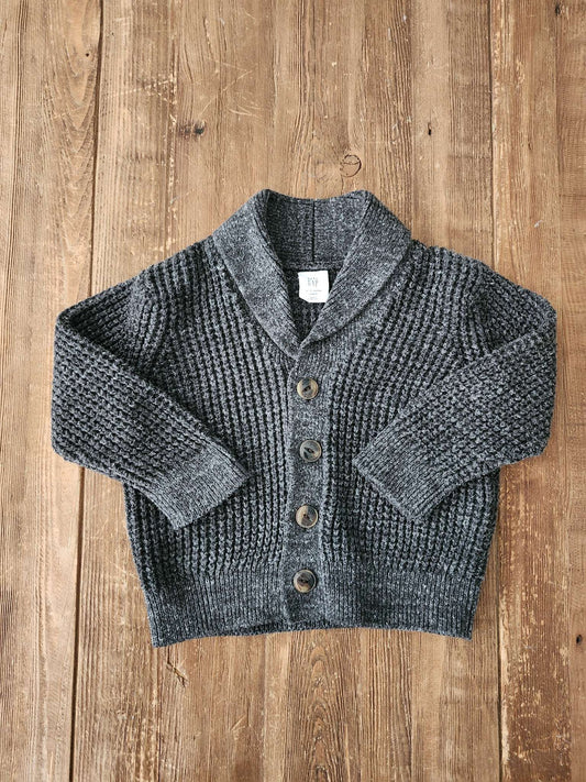 Gap, shawl collar cardigan, grey, 12-18 months, EUC, Kids 18 Month (12-18M)