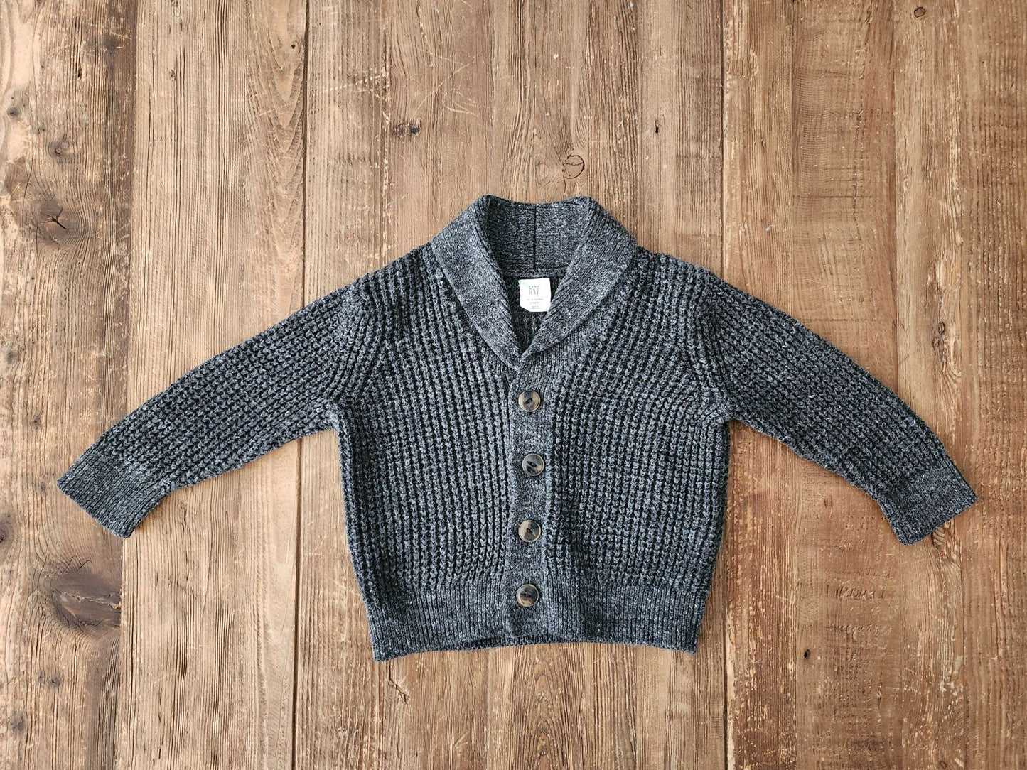 Gap, shawl collar cardigan, grey, 12-18 months, EUC, Kids 18 Month (12-18M)