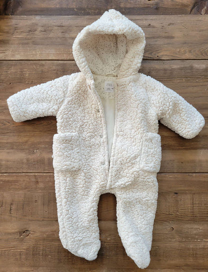 Zara baby fleece teddy romper, 1-3 months, EUC, Kids 3 Month (0-3M)