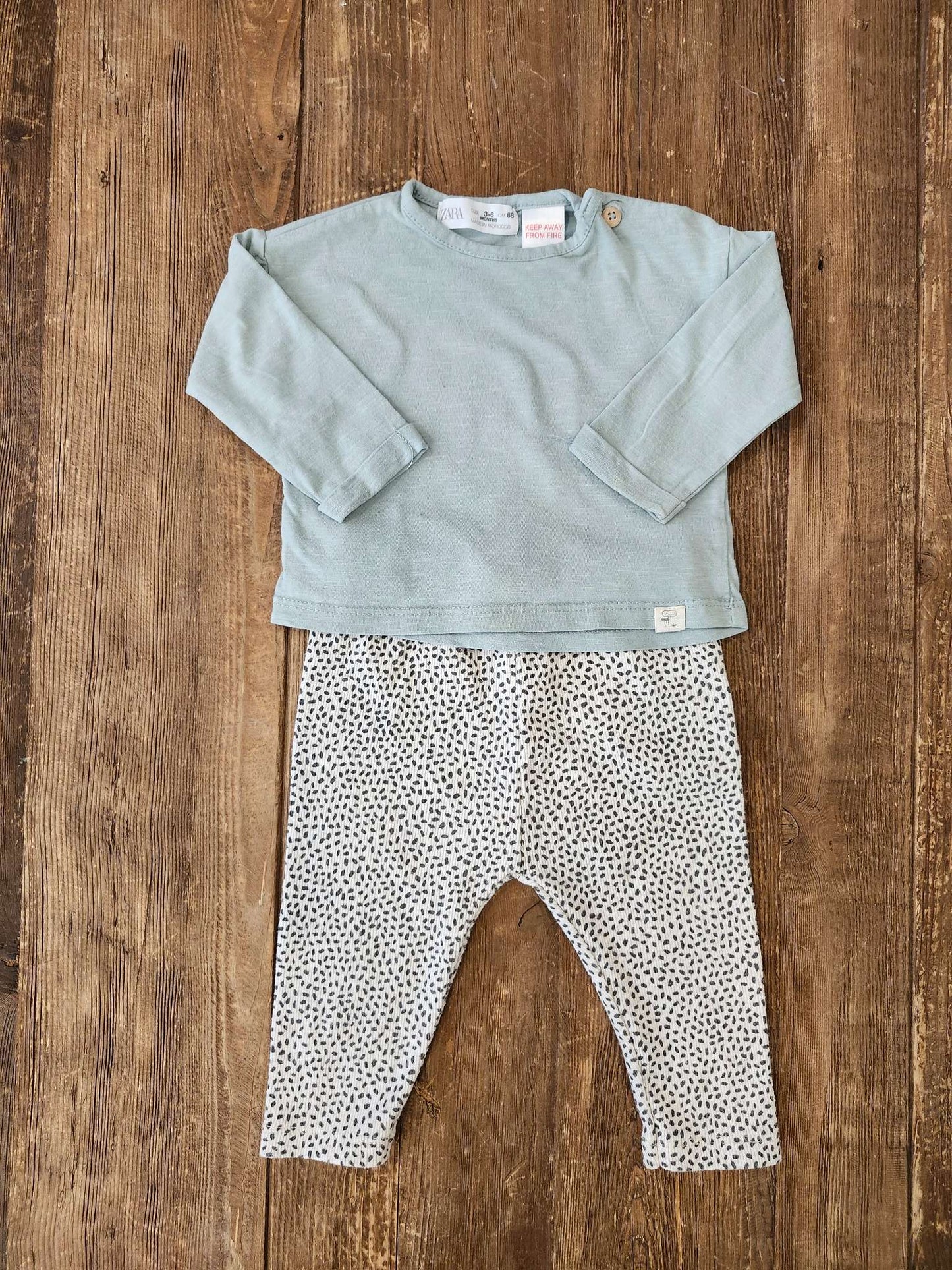 Zara, shirt and legging set, 3-6M, like new, Kids 6 Month (3-6M)