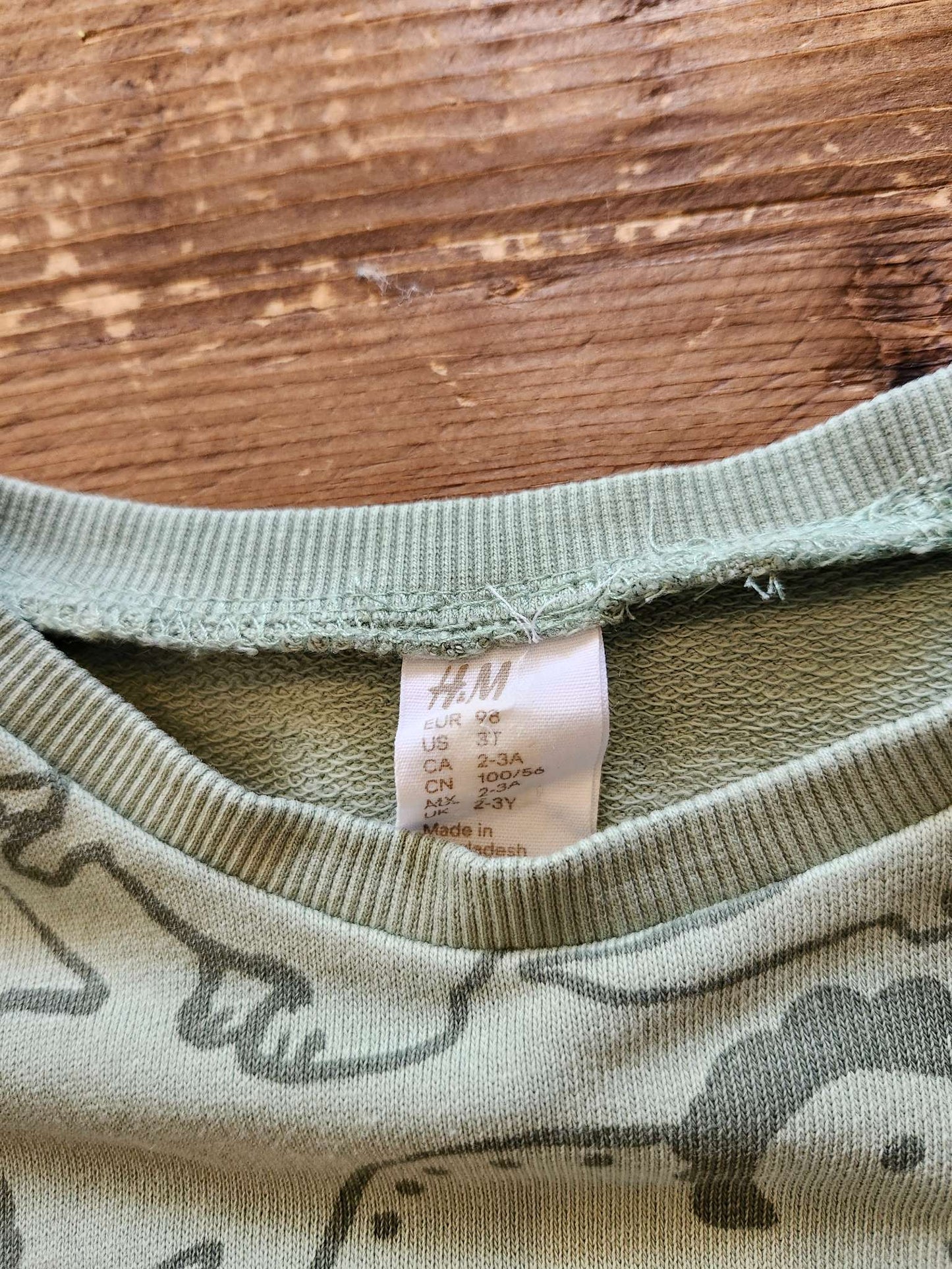 H&M green dino sweater, 3T, VGUC, Kids 3T
