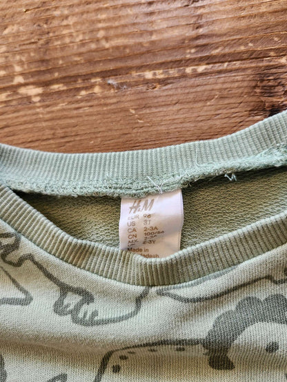 H&M green dino sweater, 3T, VGUC, Kids 3T