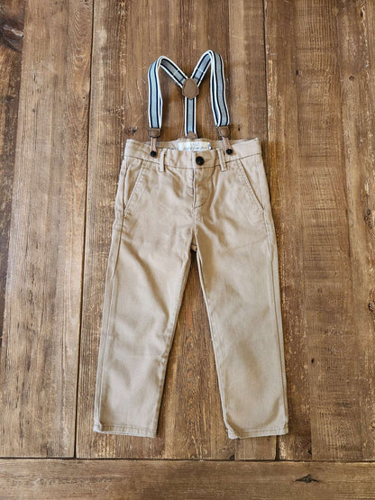 H&M suspender chinos, 18M-2T, VGUC, Kids 24 Month (18-24M)
