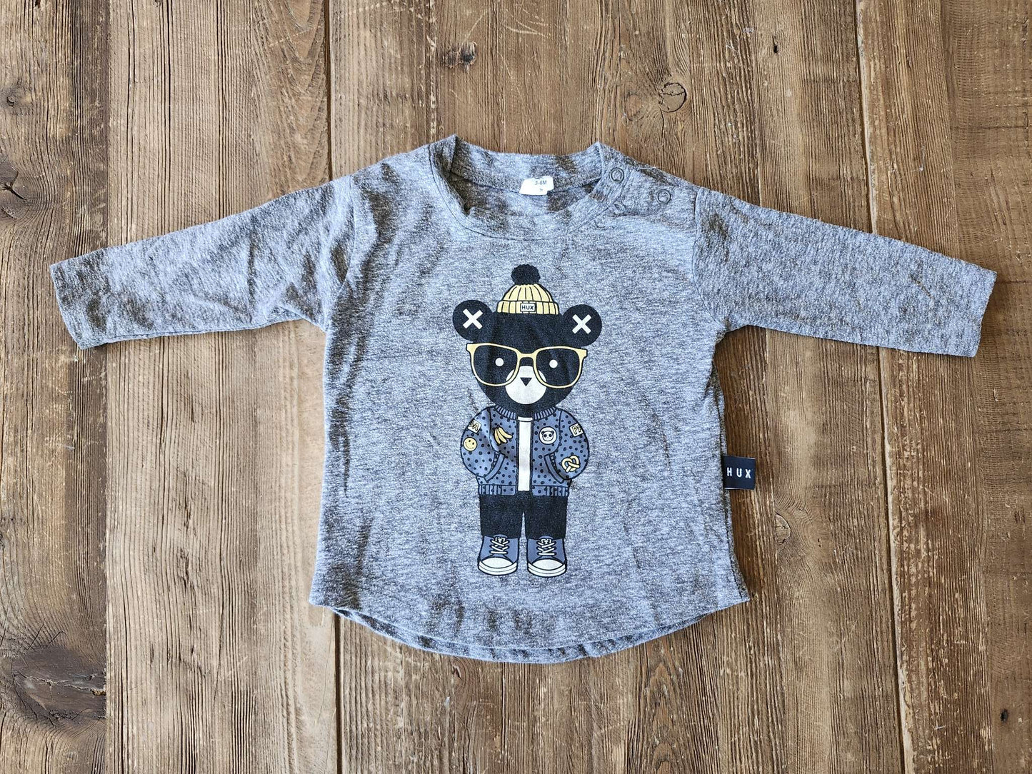 Huxbaby bear shirt, 3-6M, VGUC, Kids 6 Month (3-6M)