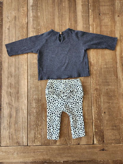 Zara shirt/Old Navy ruffle bum leggings set, 3-6M, VGUC, Kids 6 Month (3-6M)