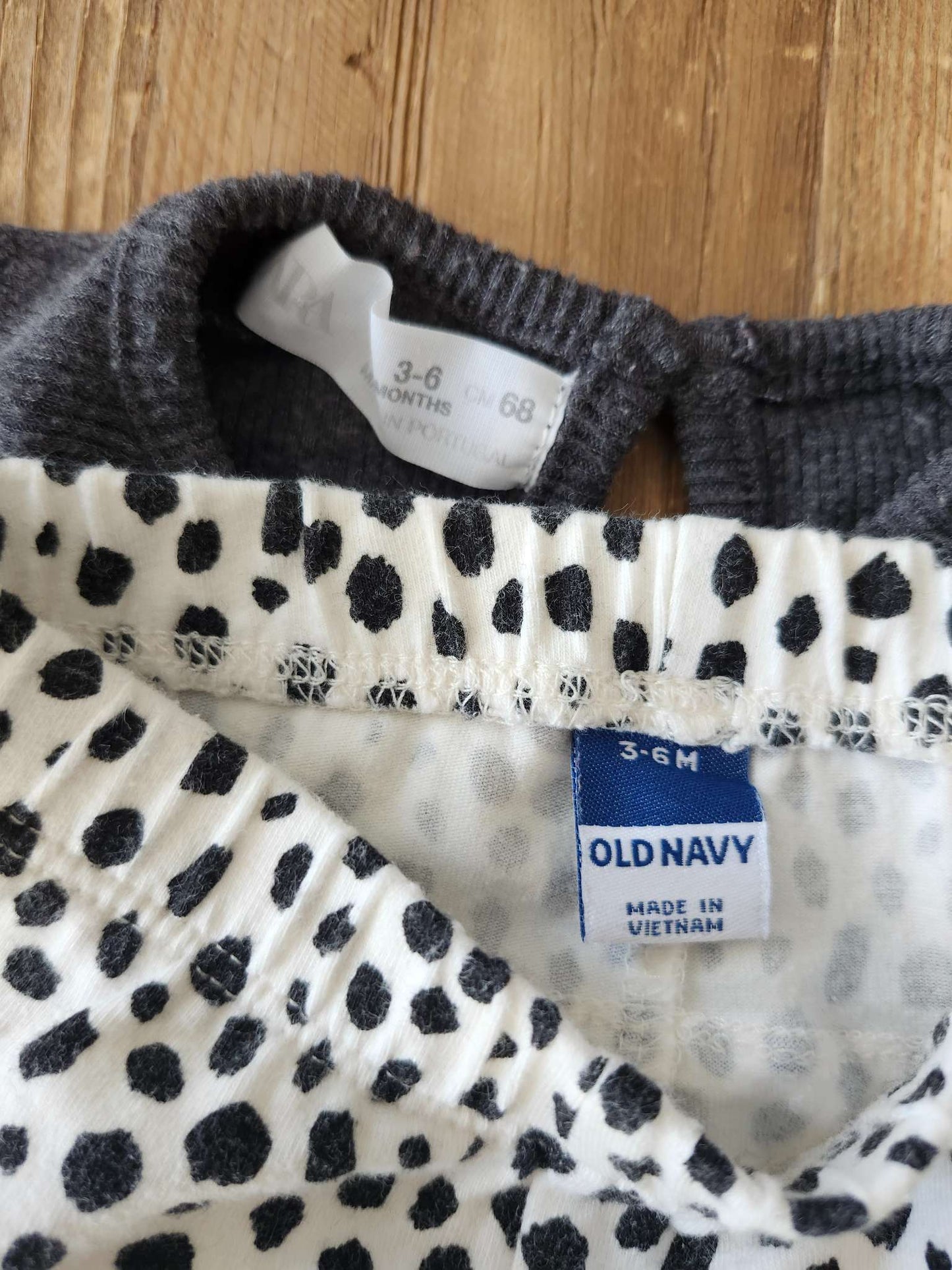 Zara shirt/Old Navy ruffle bum leggings set, 3-6M, VGUC, Kids 6 Month (3-6M)