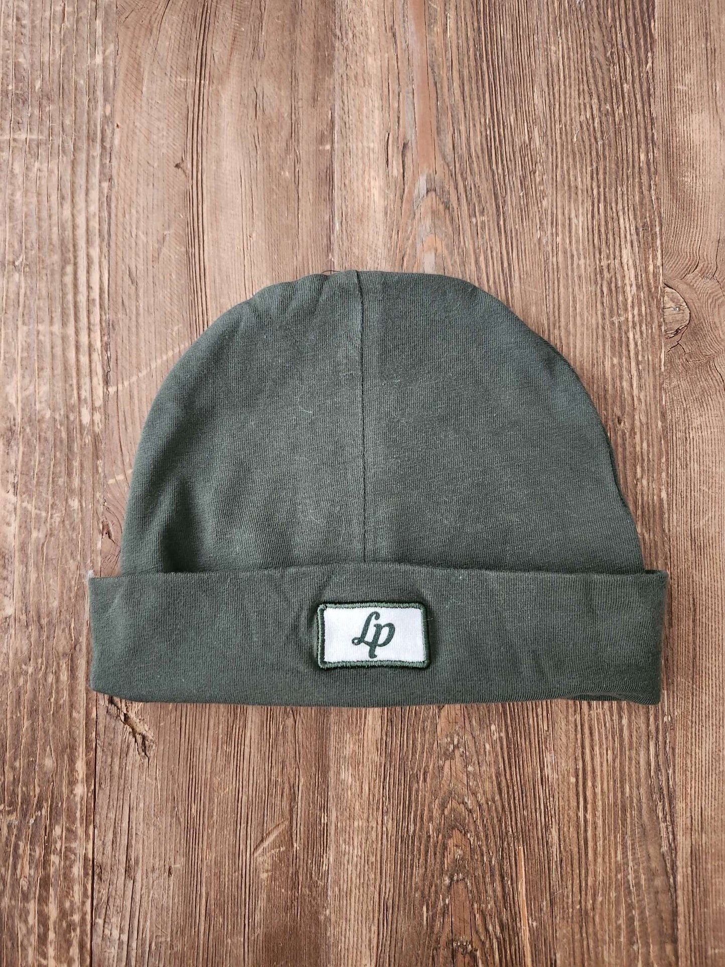 L&P Apparel Boston Beanie, green, 6-24M, like new