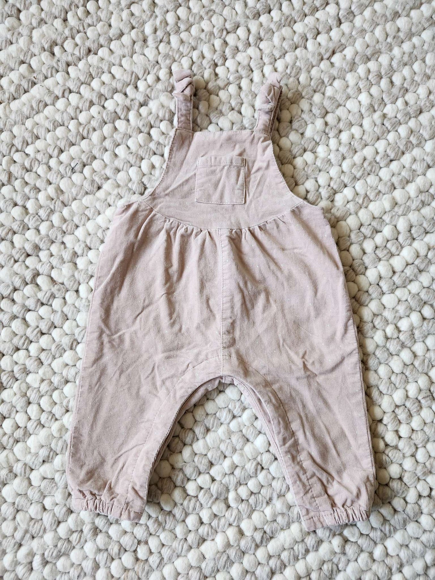 Zara polka dot corduroy overalls, light pink, 3-6M, like new, Kids 6 Month (3-6M)